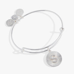 Pave Starburst Texture Initial Bangle S Gold | Alex and Ani