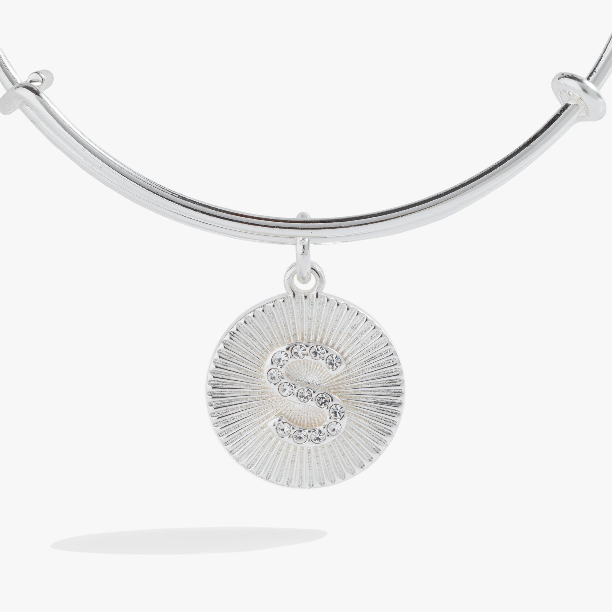 Pave Starburst Texture Initial Bangle S Gold | Alex and Ani