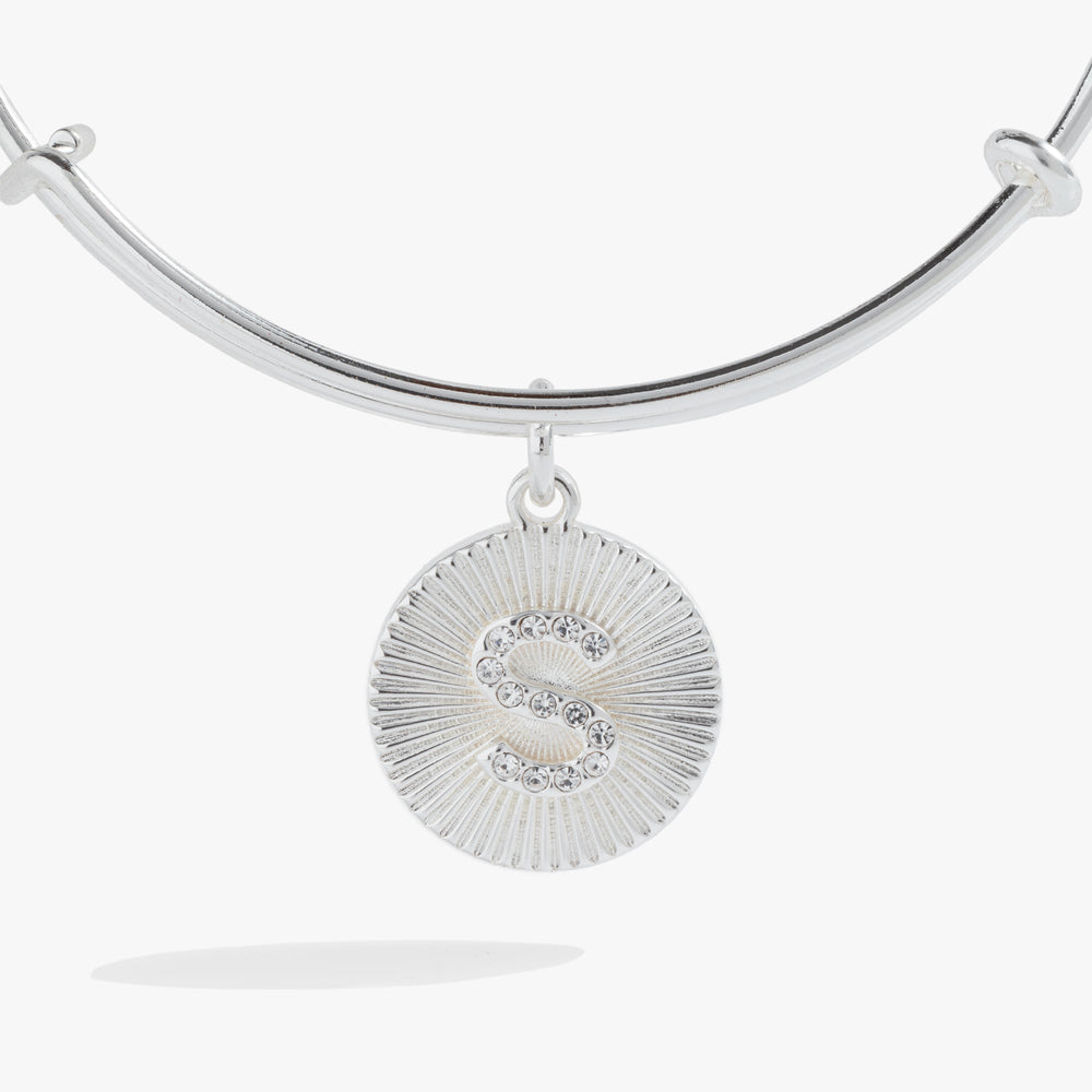 Pave Starburst Texture Initial Bangle S Gold | Alex and Ani
