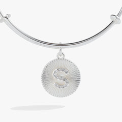 Pave Starburst Texture Initial Bangle S Gold | Alex and Ani