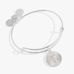 Pave Starburst Texture Initial Bangle T Gold | Alex and Ani