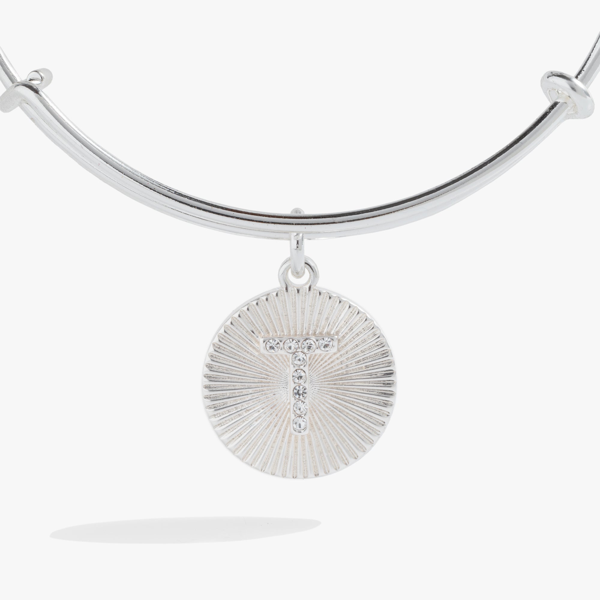 Pave Starburst Texture Initial Bangle T Gold | Alex and Ani