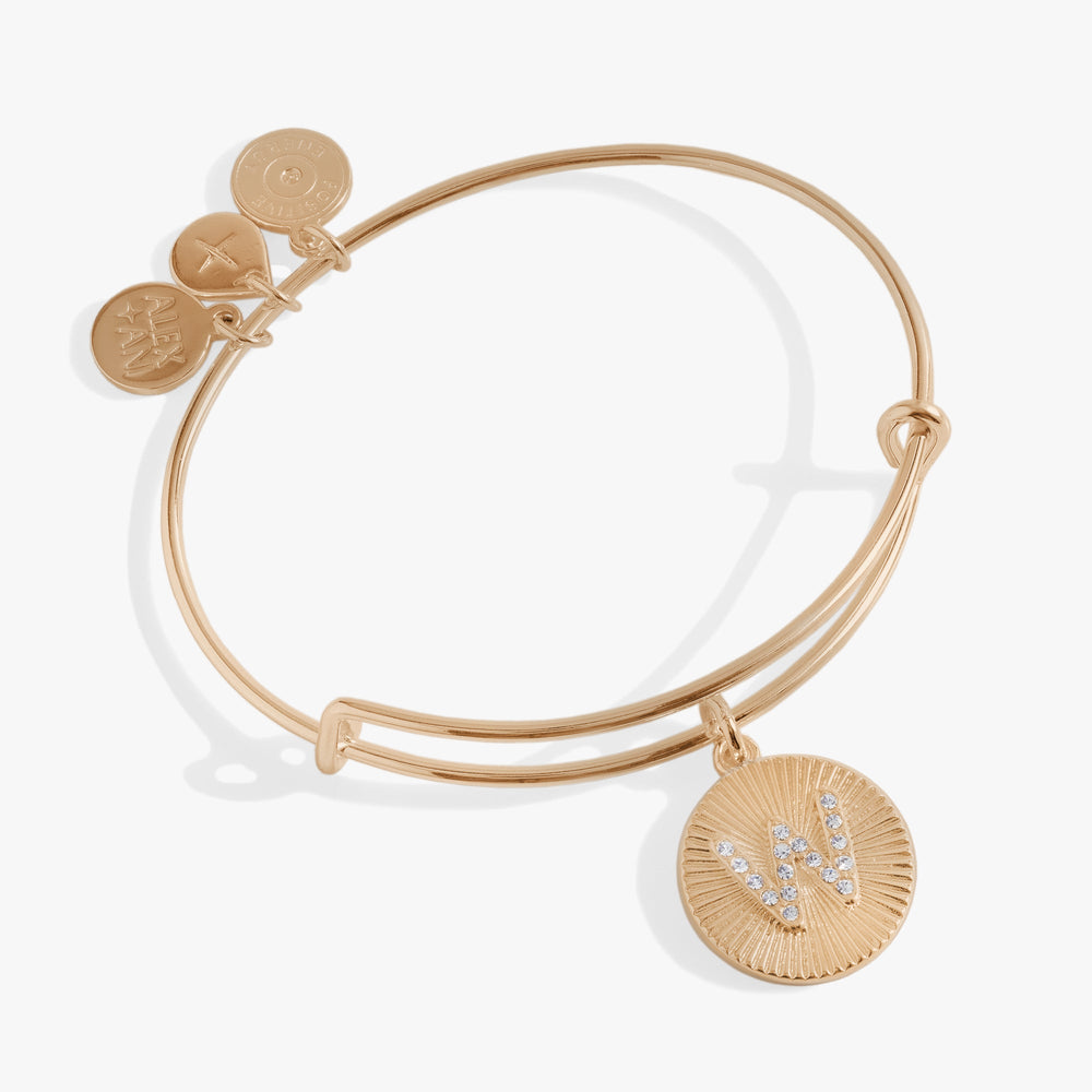 Pave Starburst Texture Initial Bangle W Gold | Alex and Ani