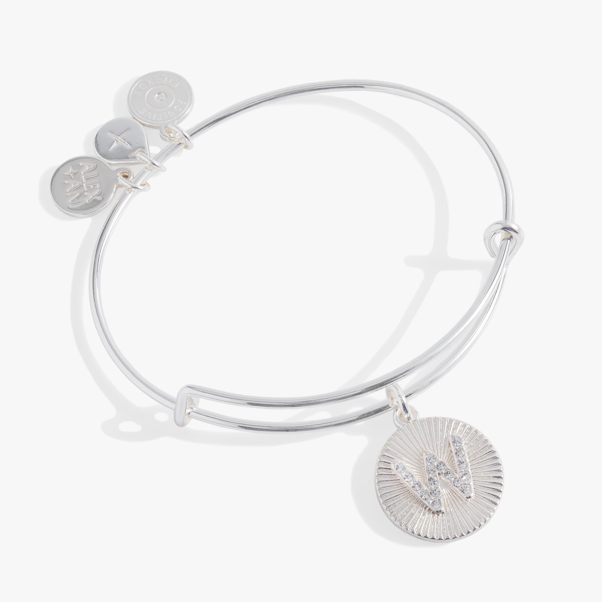 Pave Starburst Texture Initial Bangle W Gold | Alex and Ani