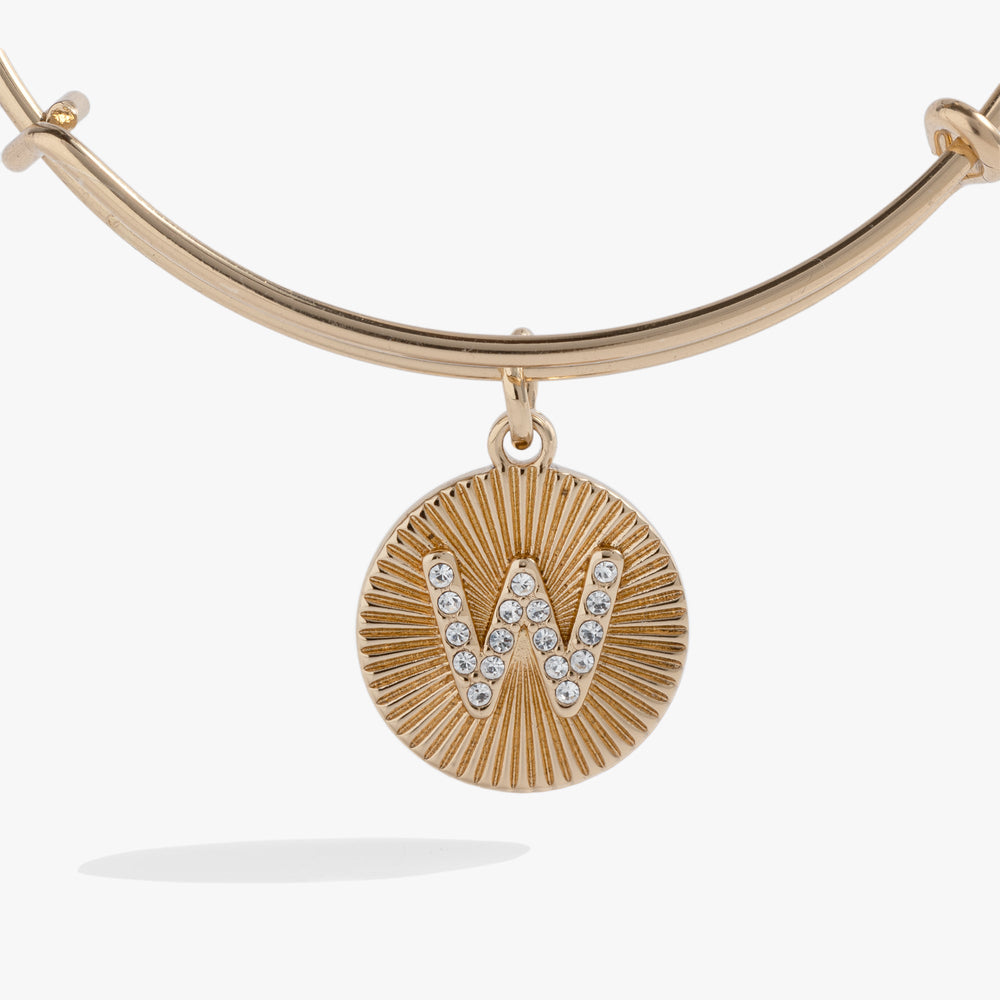 Pave Starburst Texture Initial Bangle W Gold | Alex and Ani