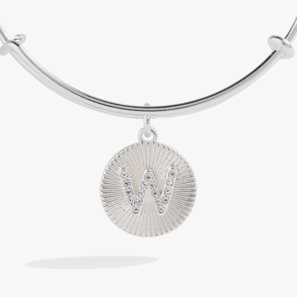 Pave Starburst Texture Initial Bangle W Gold | Alex and Ani