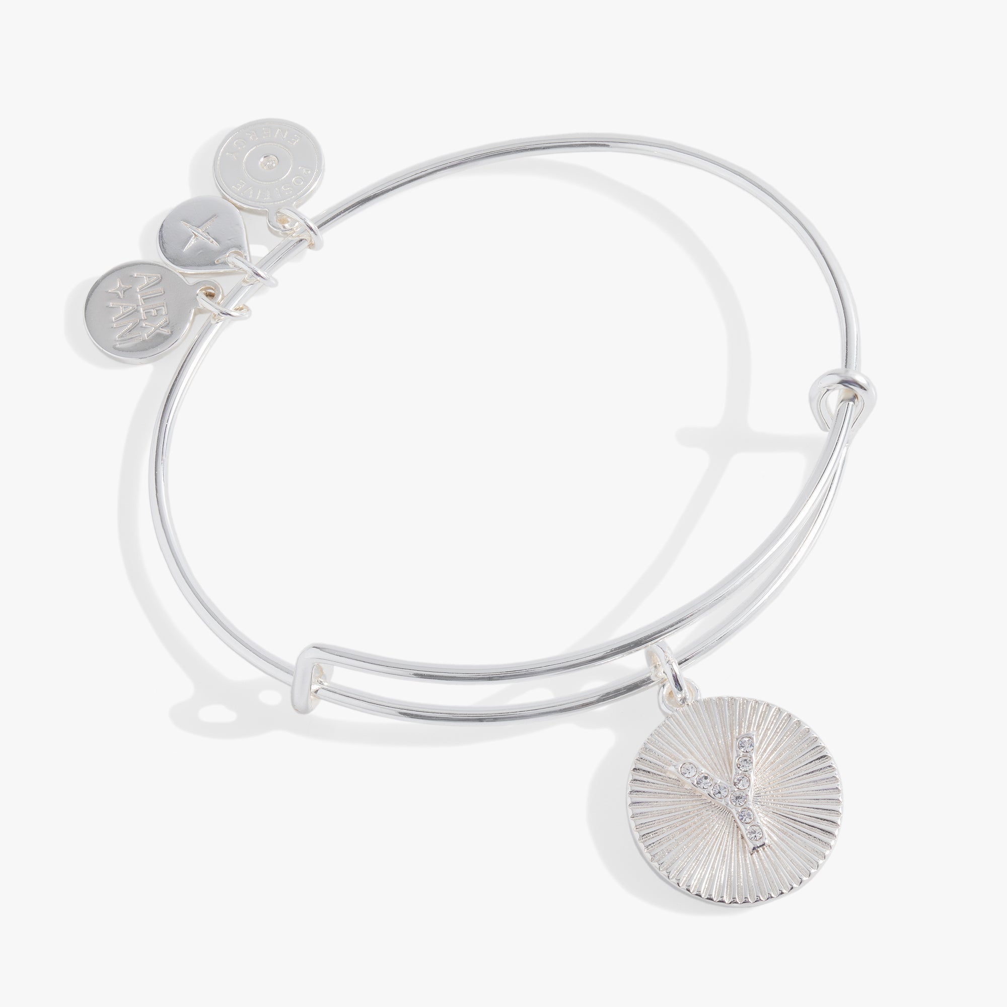 Pave Starburst Texture Initial Bangle Y Gold | Alex and Ani