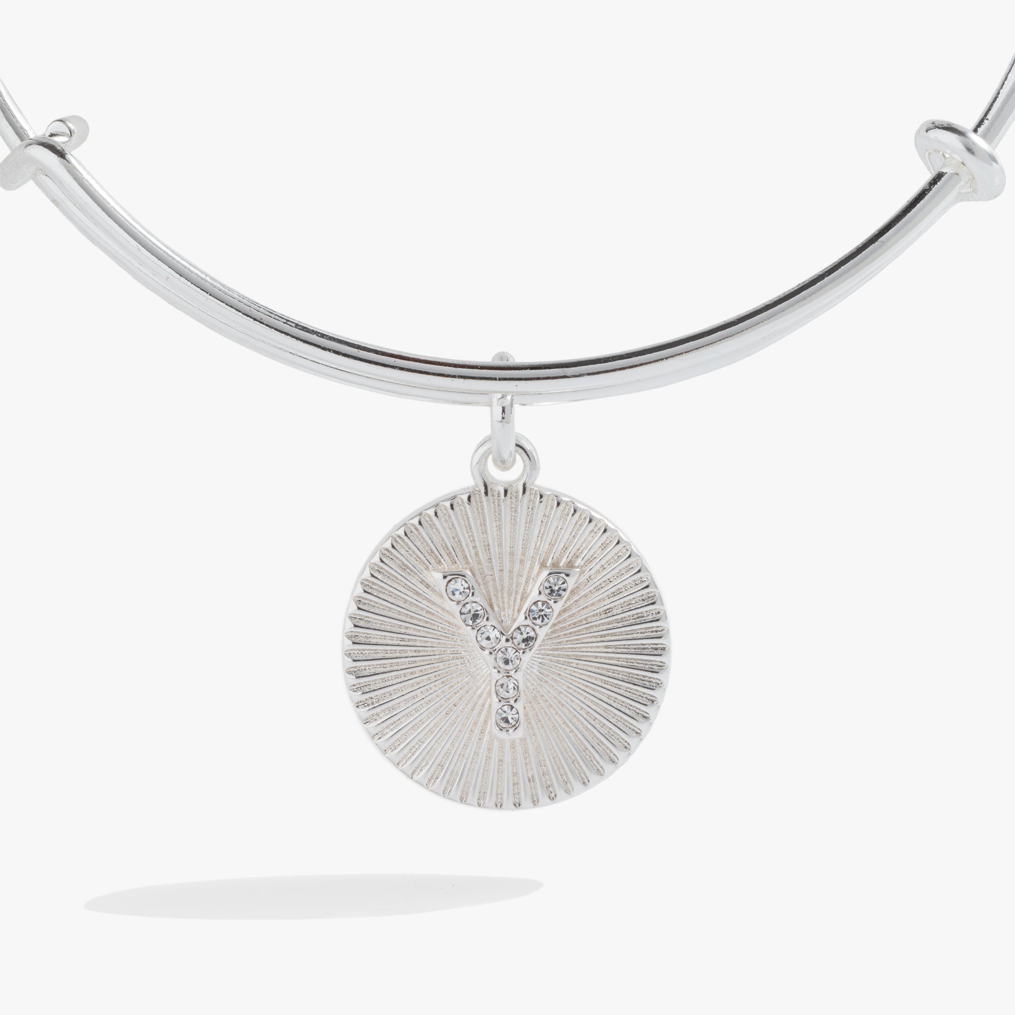 Pave Starburst Texture Initial Bangle Y Gold | Alex and Ani