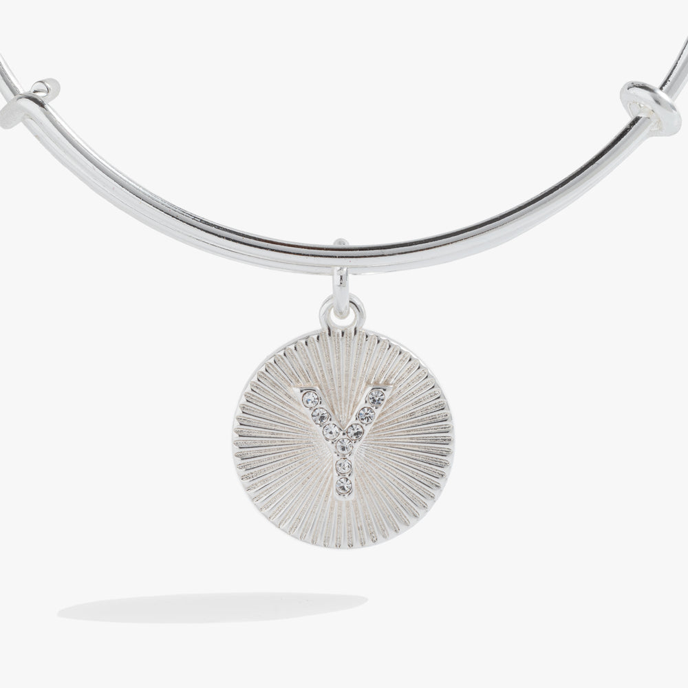 Pave Starburst Texture Initial Bangle Y Gold | Alex and Ani
