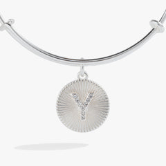 Pave Starburst Texture Initial Bangle Y Gold | Alex and Ani