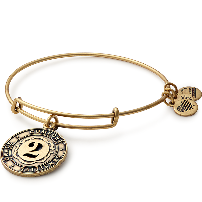 Number 2 Charm Bangle Bracelet Rafaelian Gold | Alex and Ani