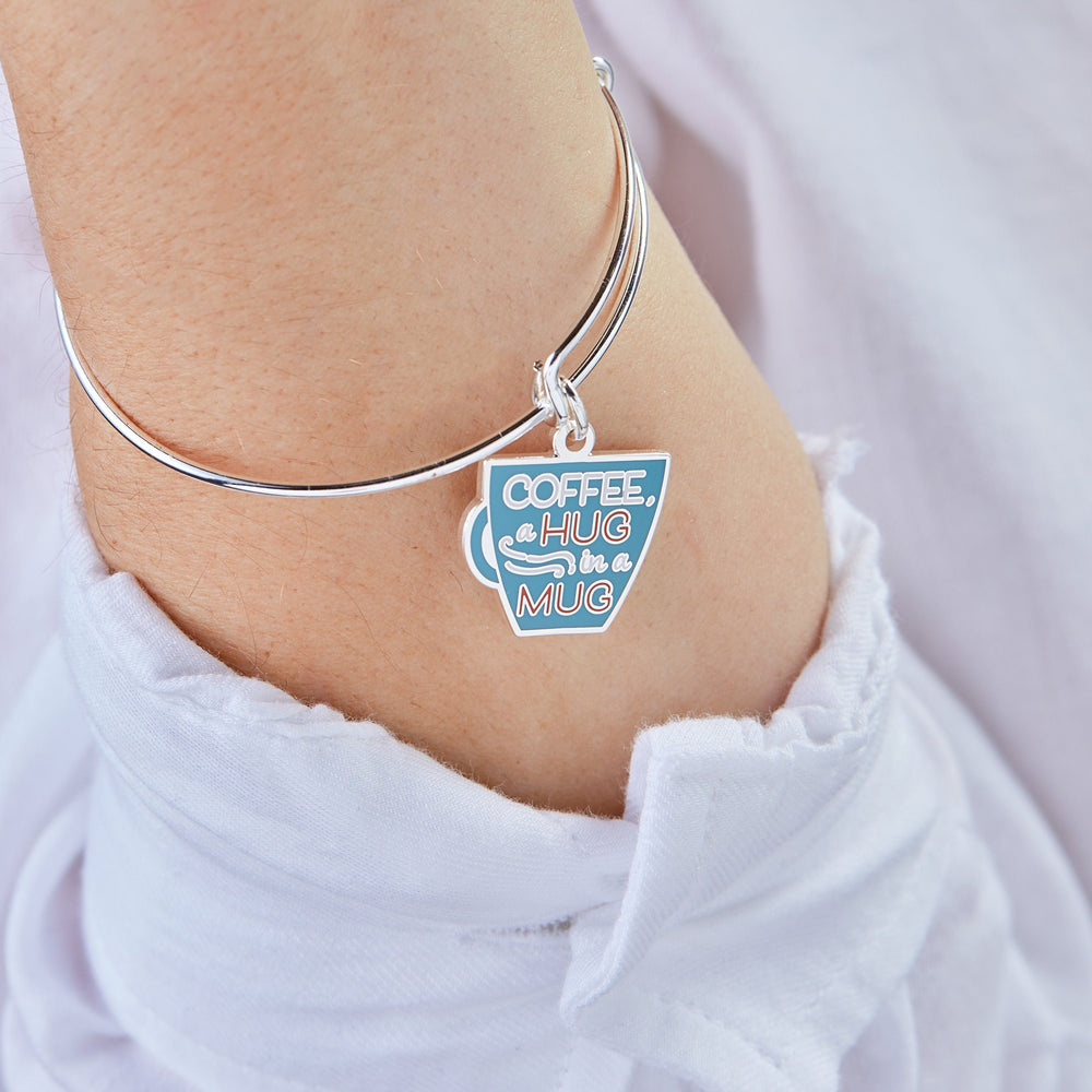 Coffee, A Hug in a Mug' Charm Bangle Bracelet
    
    
    
       Shiny Silver | Alex and Ani