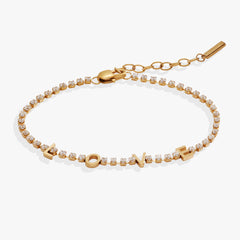 “Love” Tennis Bracelet Stainless Steel Gold | Alex and Ani