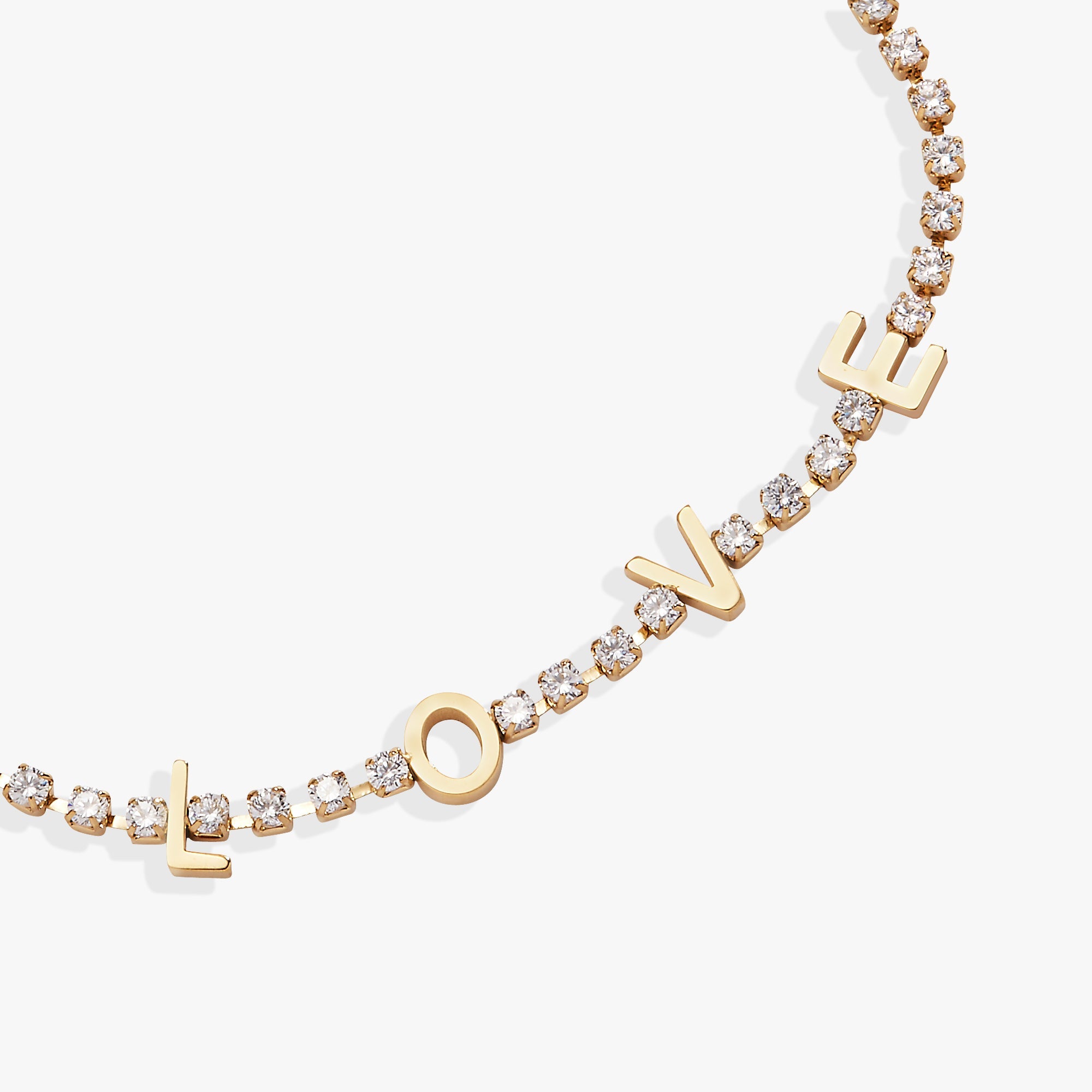 “Love” Tennis Bracelet Stainless Steel Gold | Alex and Ani
