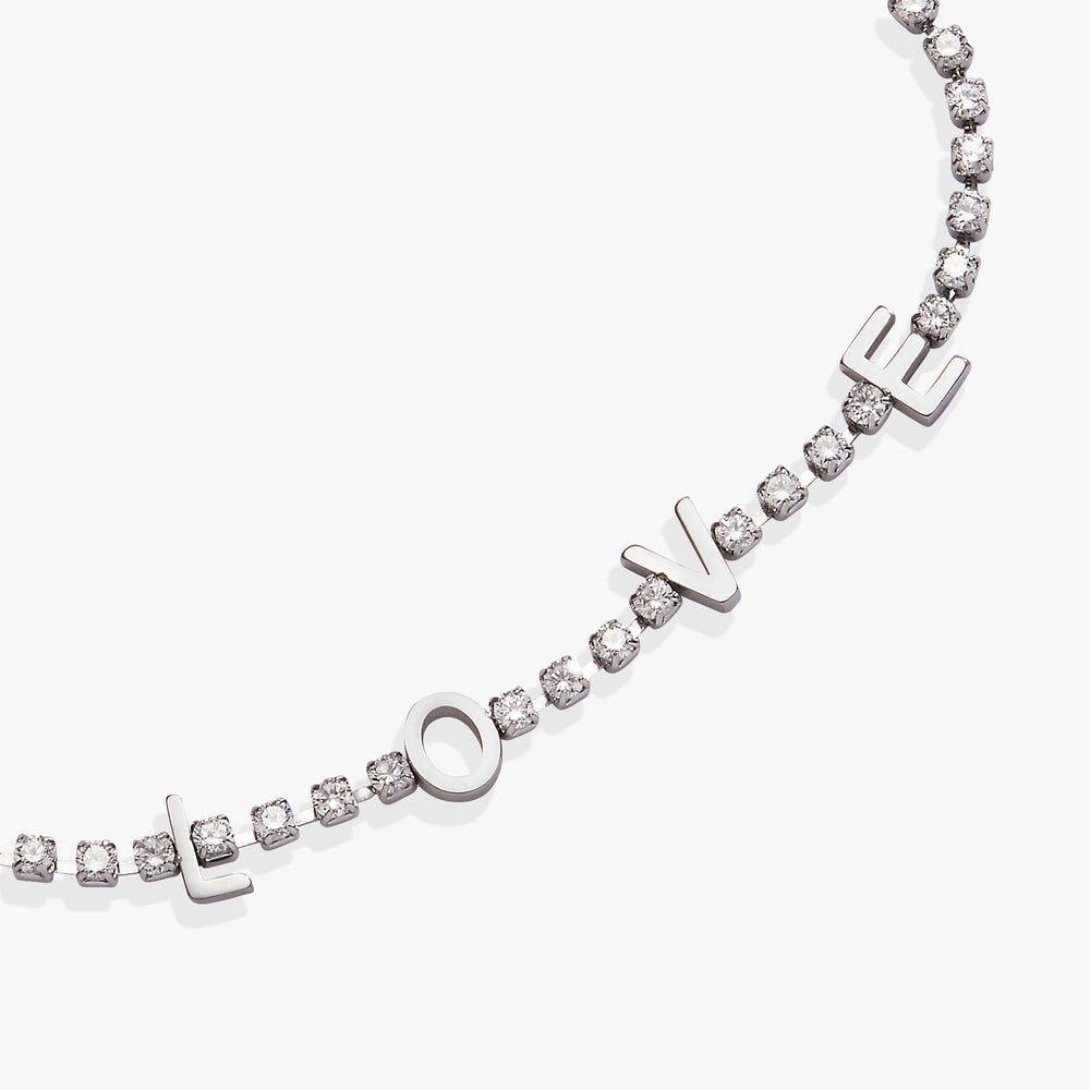 “Love” Tennis Bracelet Stainless Steel Gold | Alex and Ani