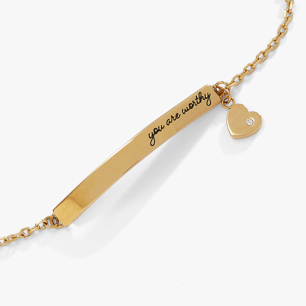 “You Are Worthy” Inline Bracelet Stainless Steel Gold | Alex and Ani