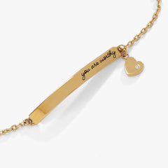 “You Are Worthy” Inline Bracelet Stainless Steel Gold | Alex and Ani