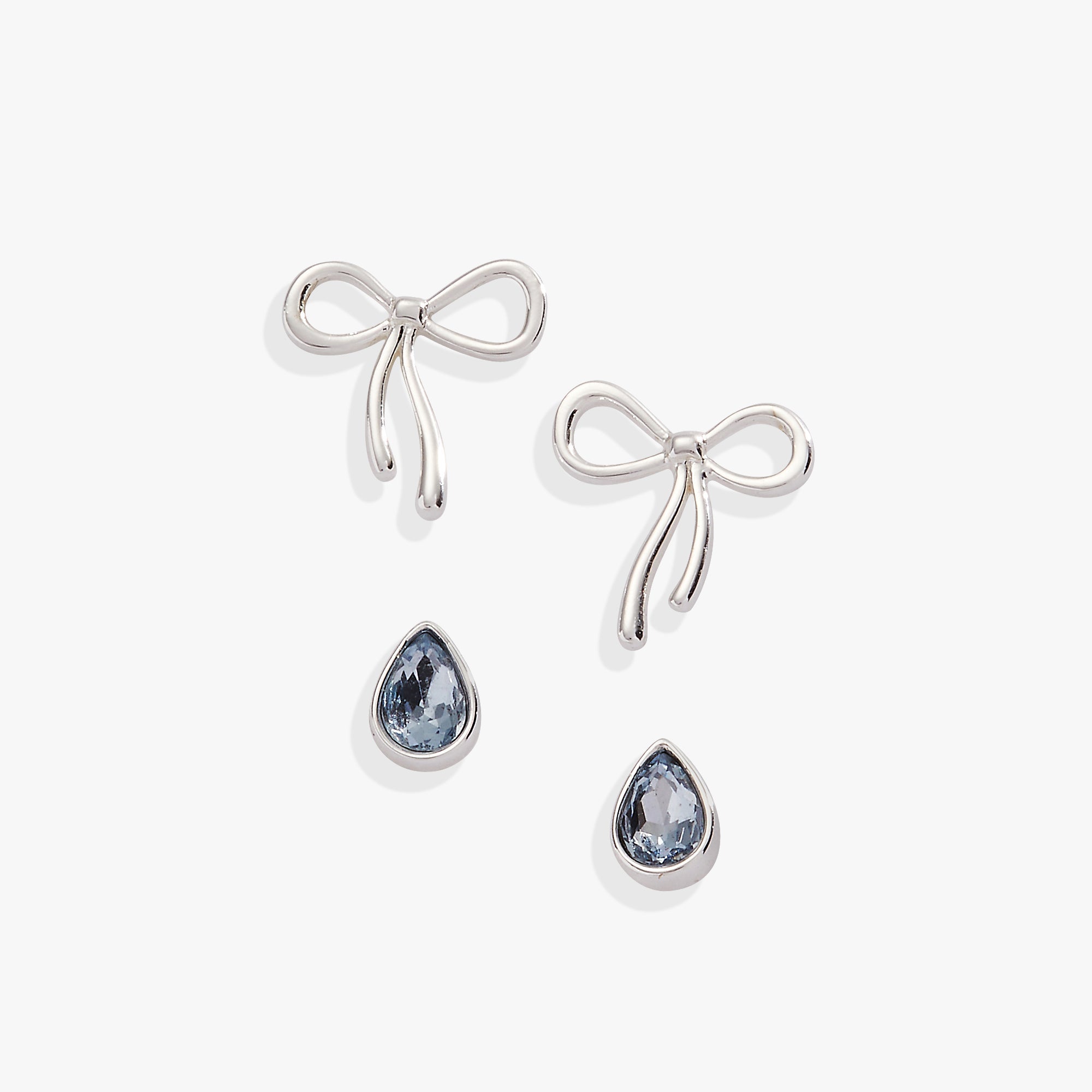 Bridal Bow Duo Stud Earring Set Silver | Alex and Ani