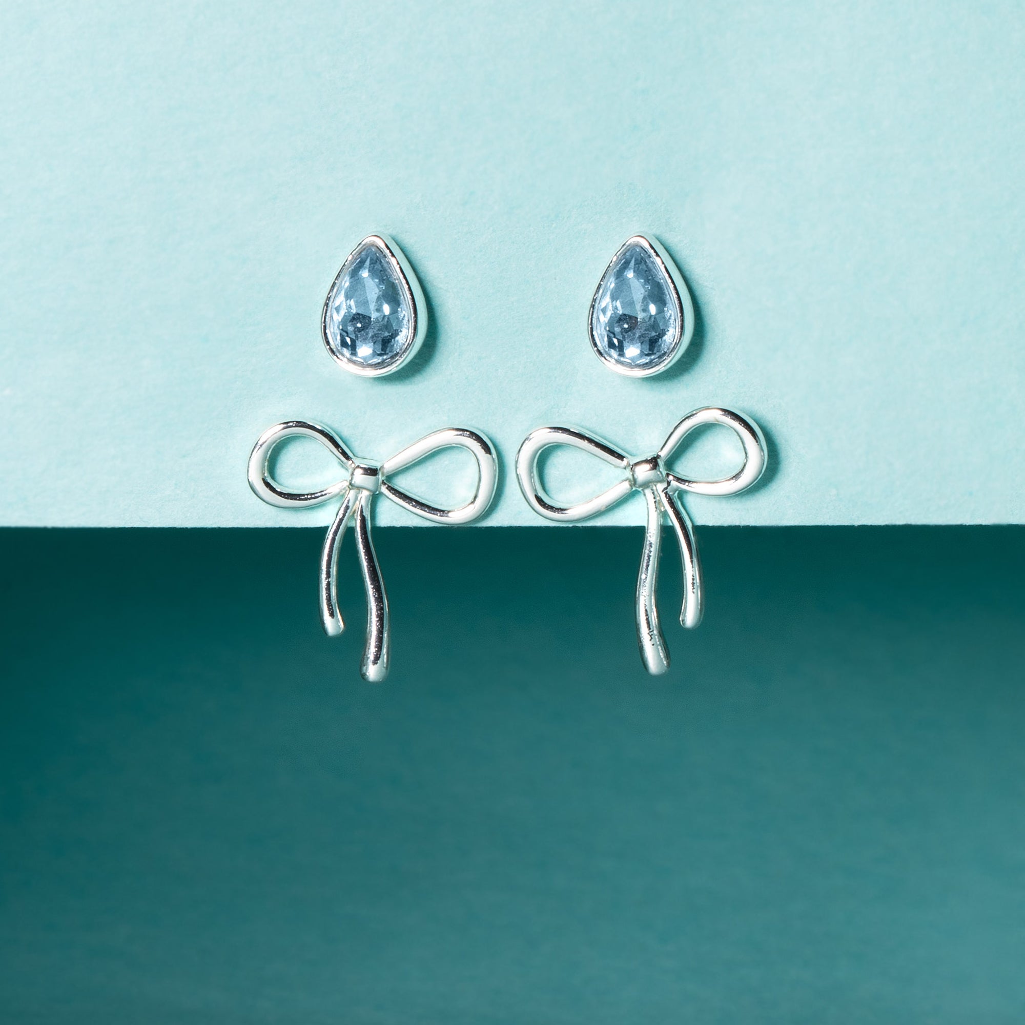 Bridal Bow Duo Stud Earring Set Silver | Alex and Ani
