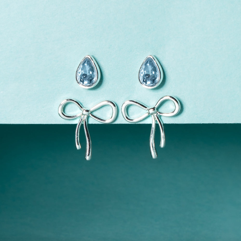 Bridal Bow Duo Stud Earring Set Silver | Alex and Ani