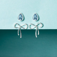 Bridal Bow Duo Stud Earring Set Silver | Alex and Ani