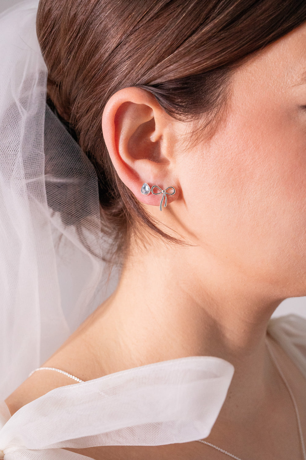 Bridal Bow Duo Stud Earring Set Silver | Alex and Ani