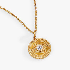 Evil Eye Engravable Pendant Stainless Steel Gold | Alex and Ani