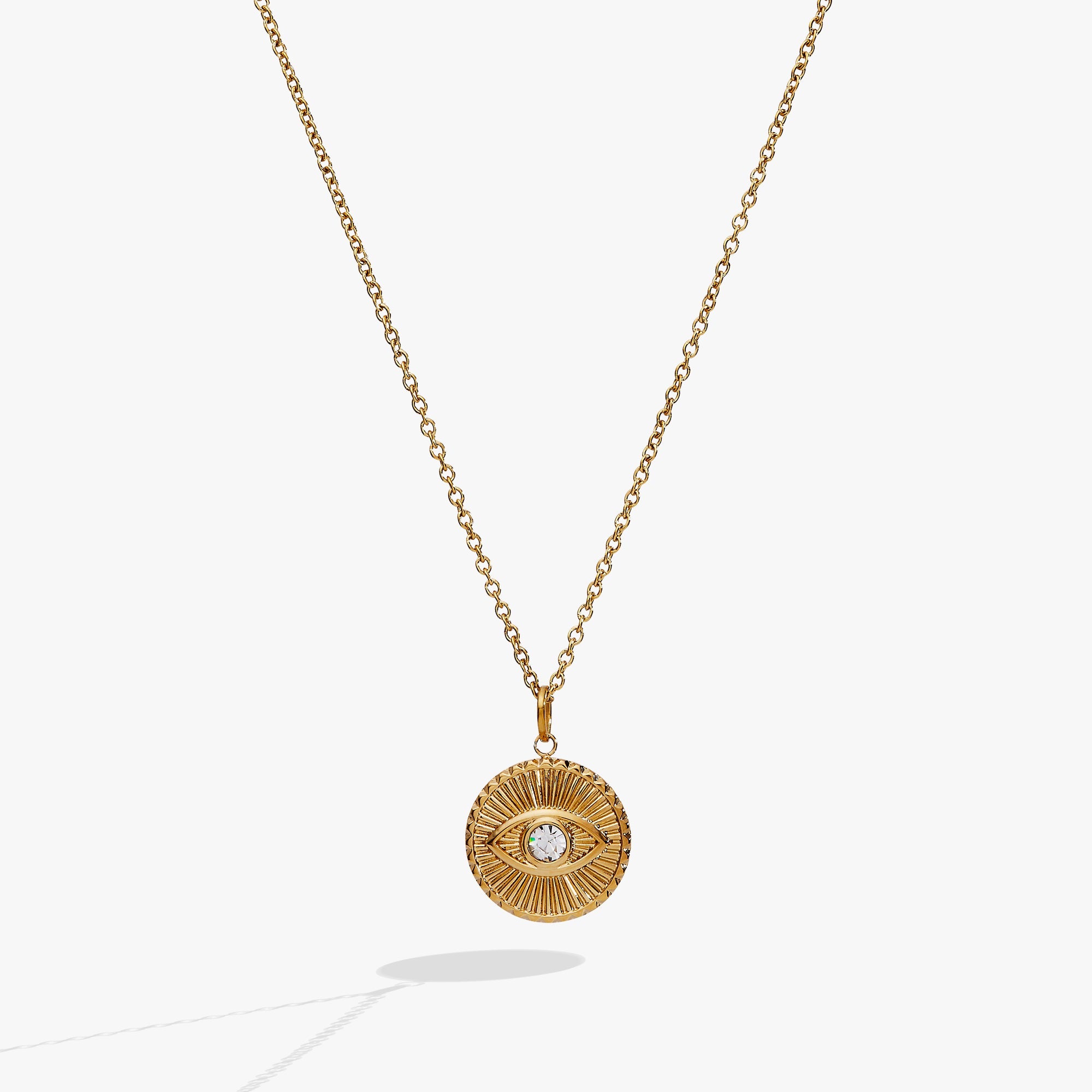 Evil Eye Engravable Pendant Stainless Steel Gold | Alex and Ani