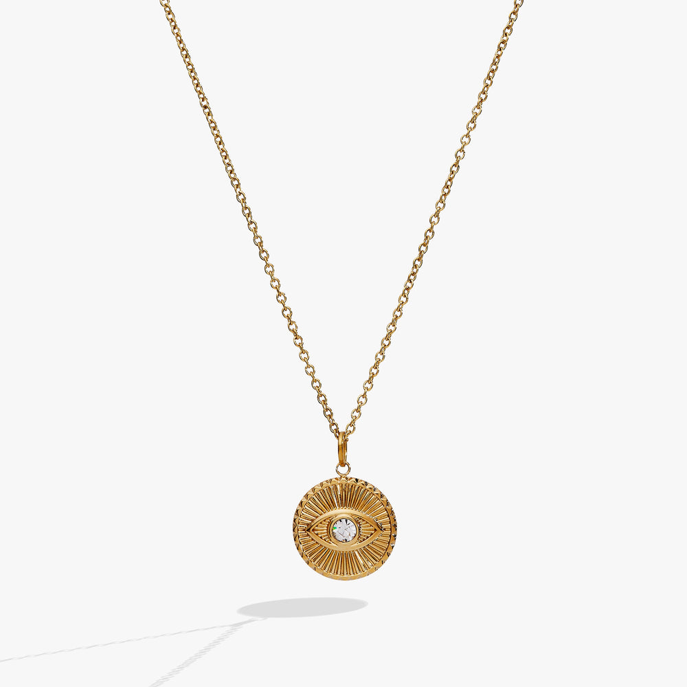Evil Eye Engravable Pendant Stainless Steel Gold | Alex and Ani