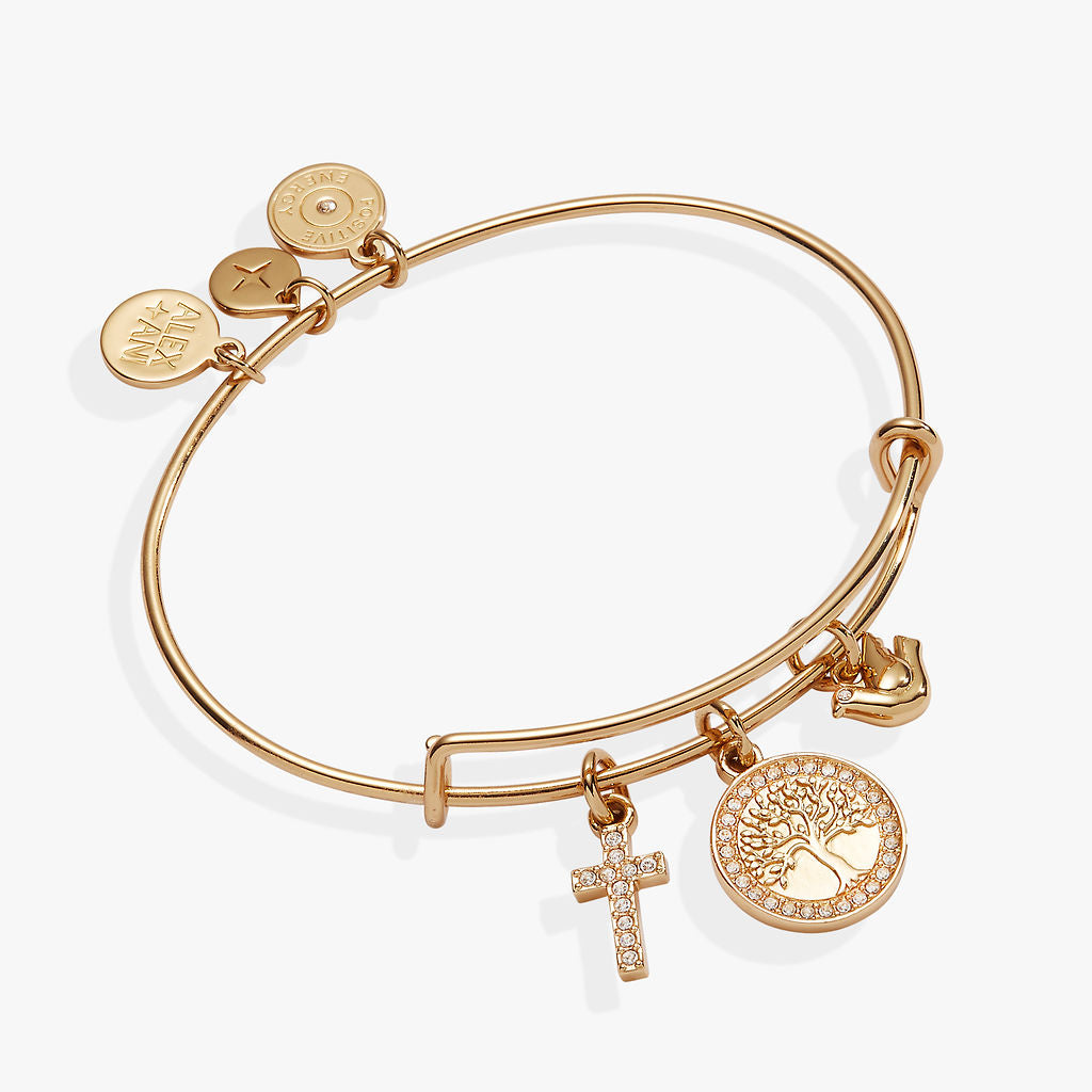 Faith and Family Tree of Life Charm Bangle Gold | Alex and Ani