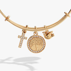 Faith and Family Tree of Life Charm Bangle Gold | Alex and Ani