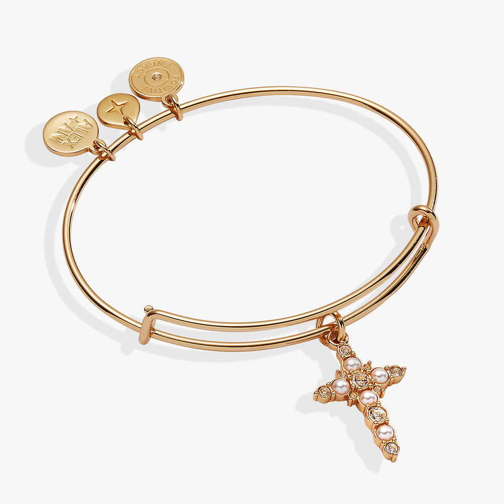 Pearl Cross Bangle Gold | Alex and Ani