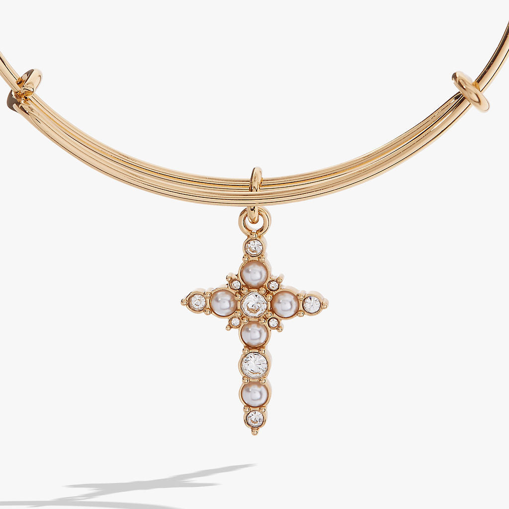 Pearl Cross Bangle Gold | Alex and Ani