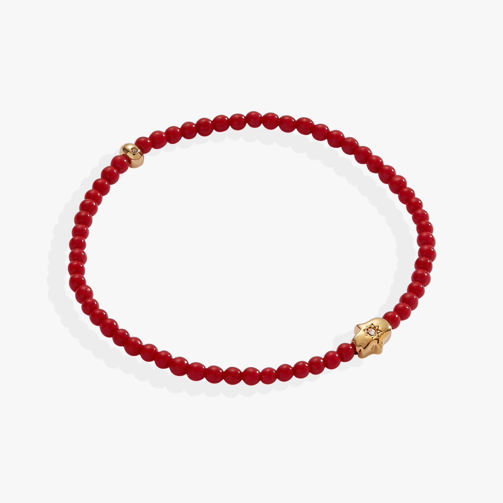 Coral Hamsa Mini Stretch Bracelet Stainless Steel Gold | Alex and Ani