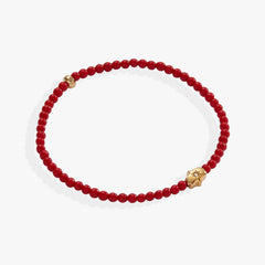 Coral Hamsa Mini Stretch Bracelet Stainless Steel Gold | Alex and Ani