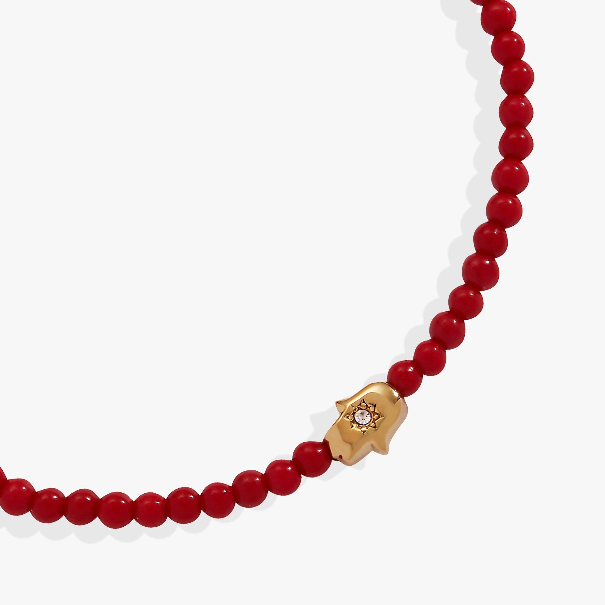 Coral Hamsa Mini Stretch Bracelet Stainless Steel Gold | Alex and Ani