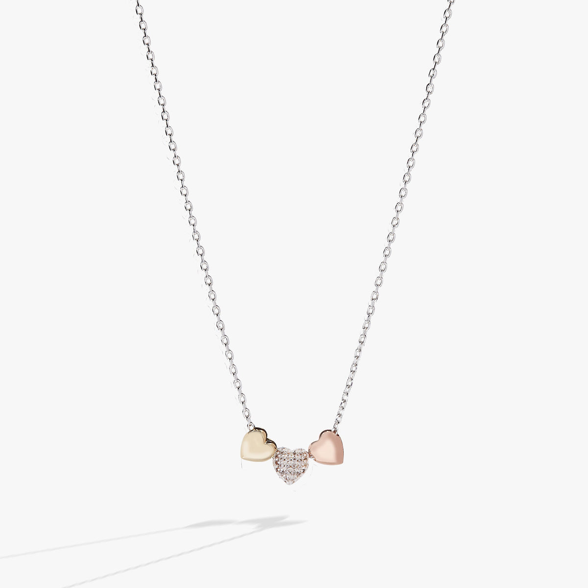 Crystal Heart Slider Necklace Tri-Tone | Alex and Ani