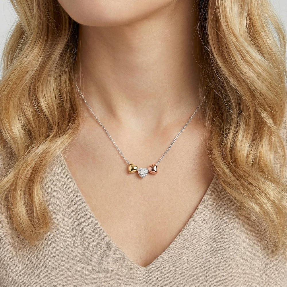 Crystal Heart Slider Necklace Tri-Tone | Alex and Ani