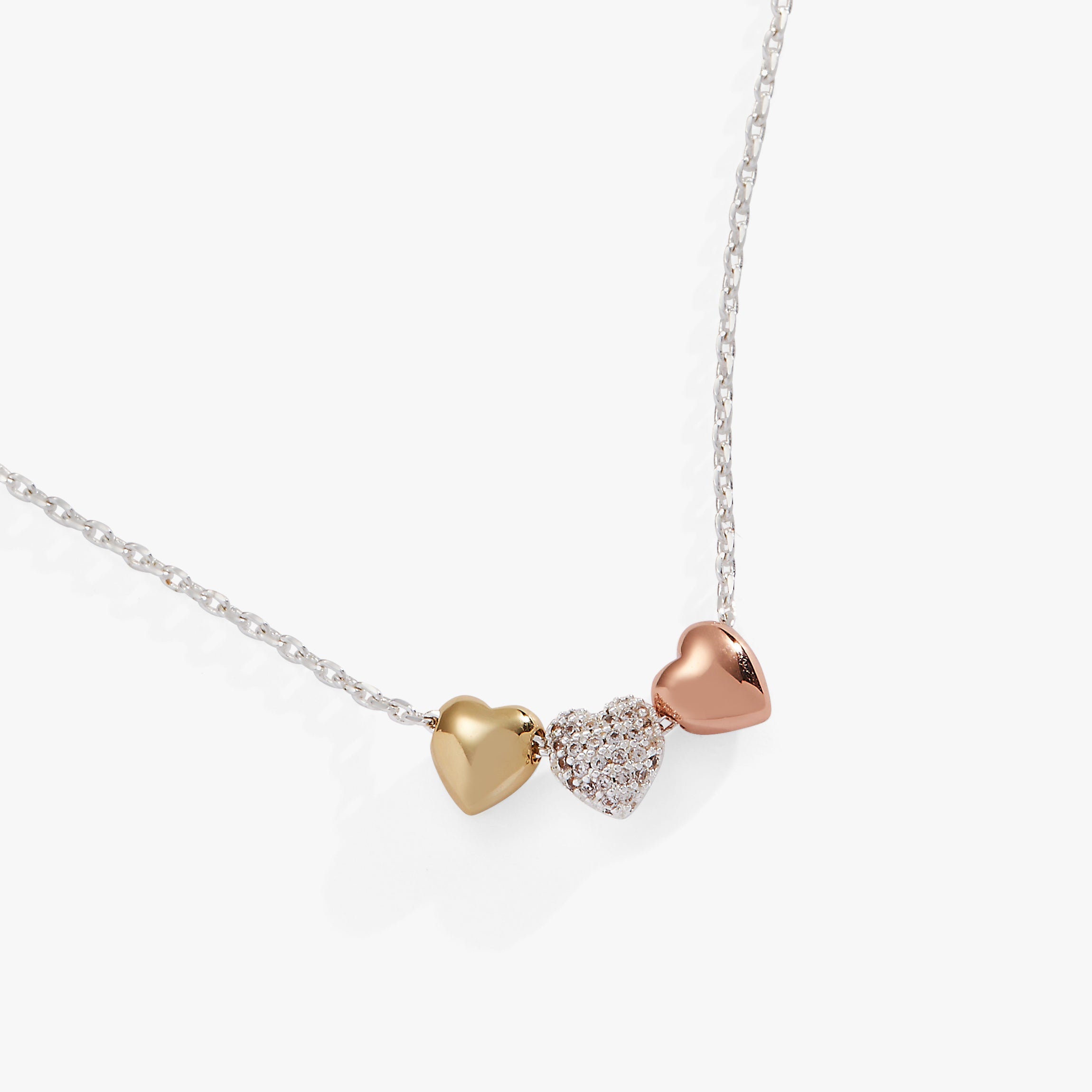 Crystal Heart Slider Necklace Tri-Tone | Alex and Ani