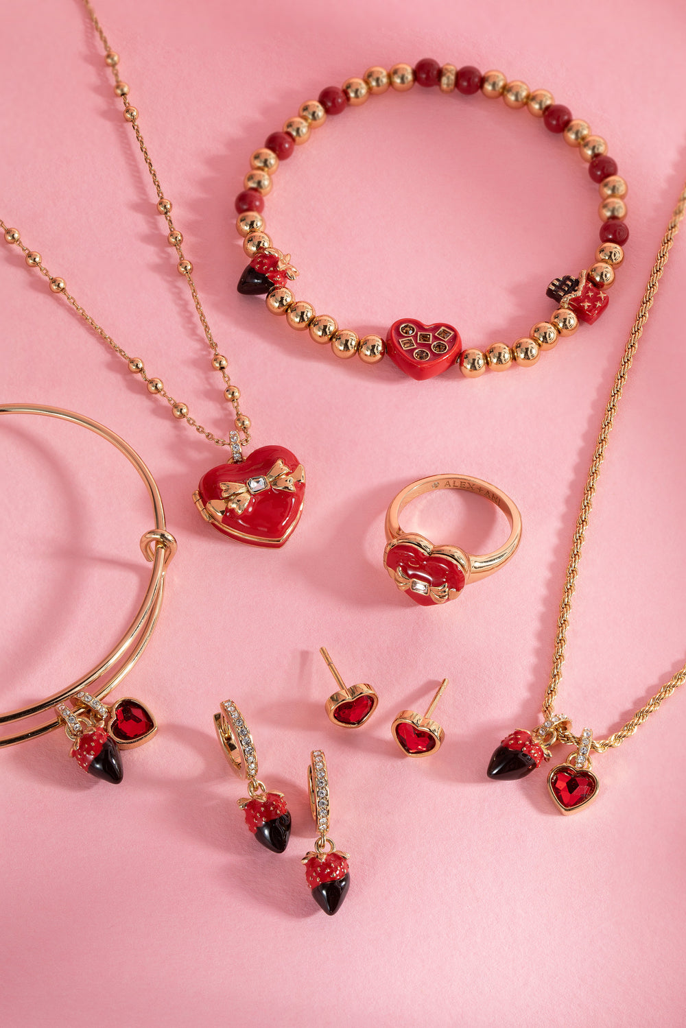 Chocolate-Covered Strawberry Duo Charm Bangle Gold | Alex and Ani