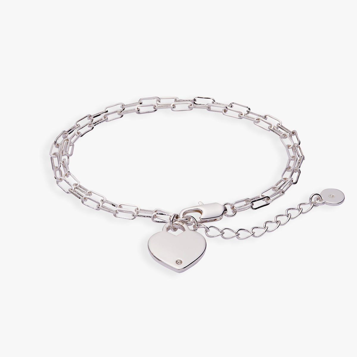 Heart Charm Double Paperclip Chain Bracelet Silver | Alex and Ani