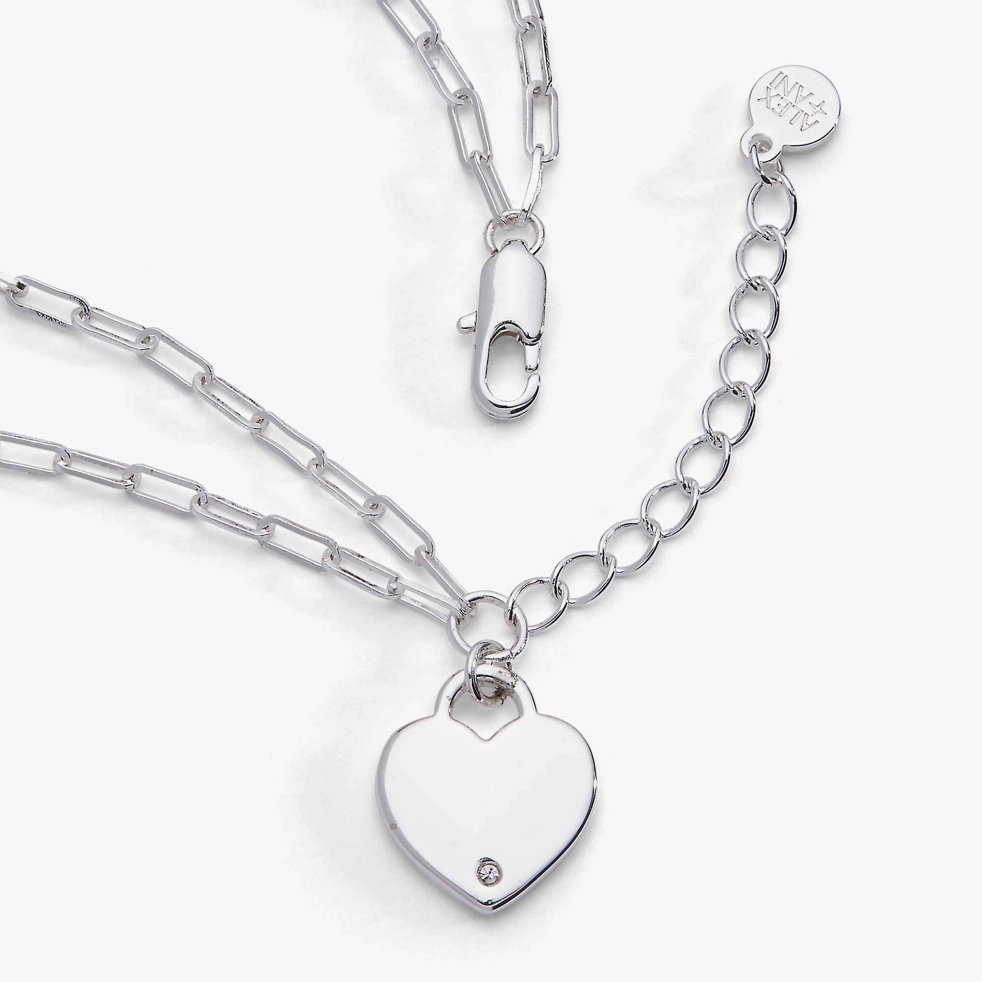 Heart Charm Double Paperclip Chain Bracelet Silver | Alex and Ani