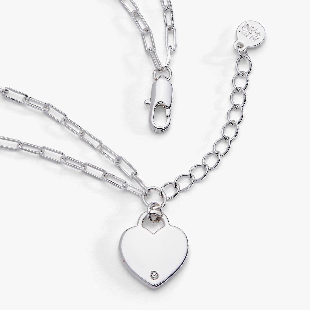 Heart Charm Double Paperclip Chain Bracelet Silver | Alex and Ani