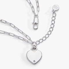 Heart Charm Double Paperclip Chain Bracelet Silver | Alex and Ani