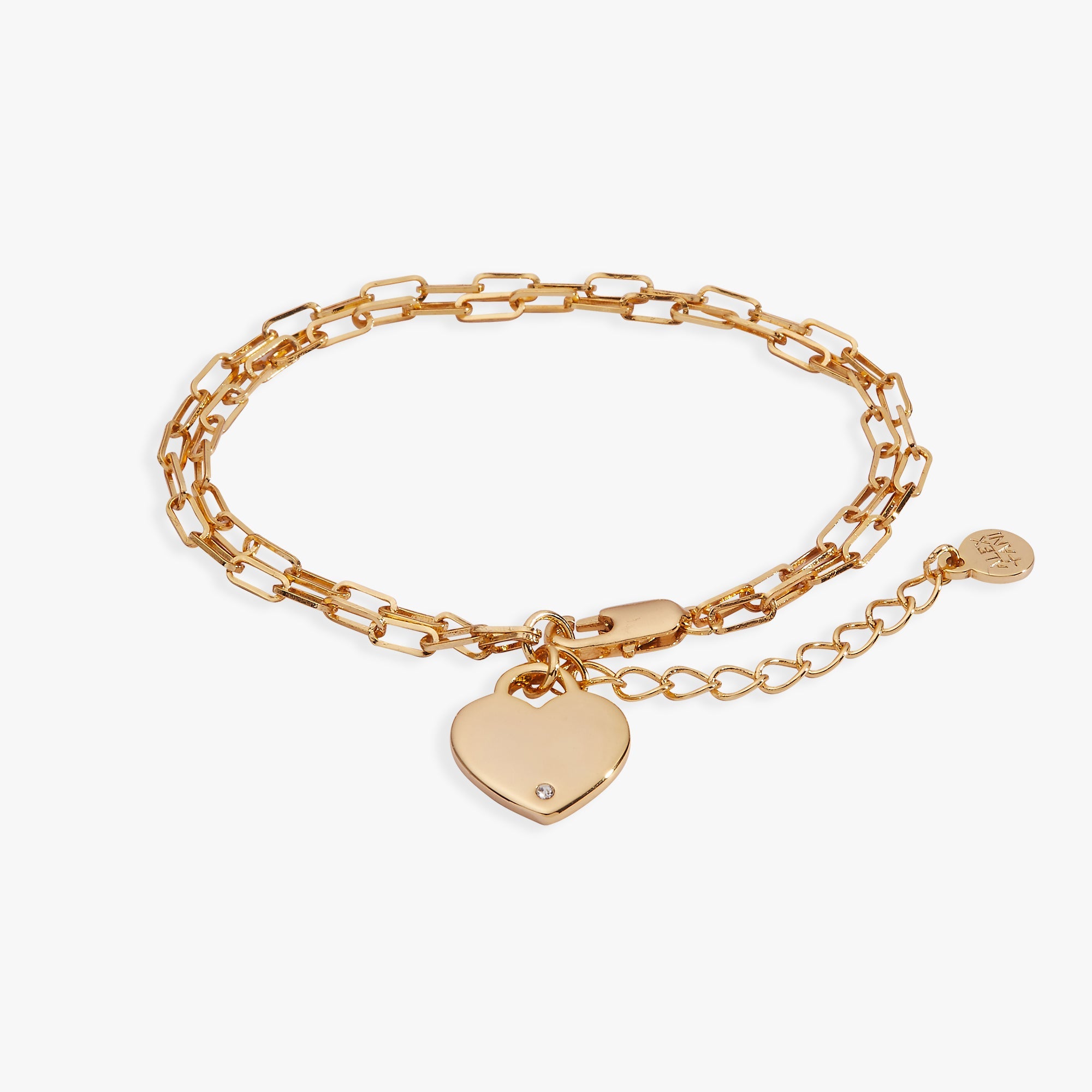Heart Charm Double Paperclip Chain Bracelet Silver | Alex and Ani