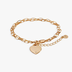 Heart Charm Double Paperclip Chain Bracelet Silver | Alex and Ani