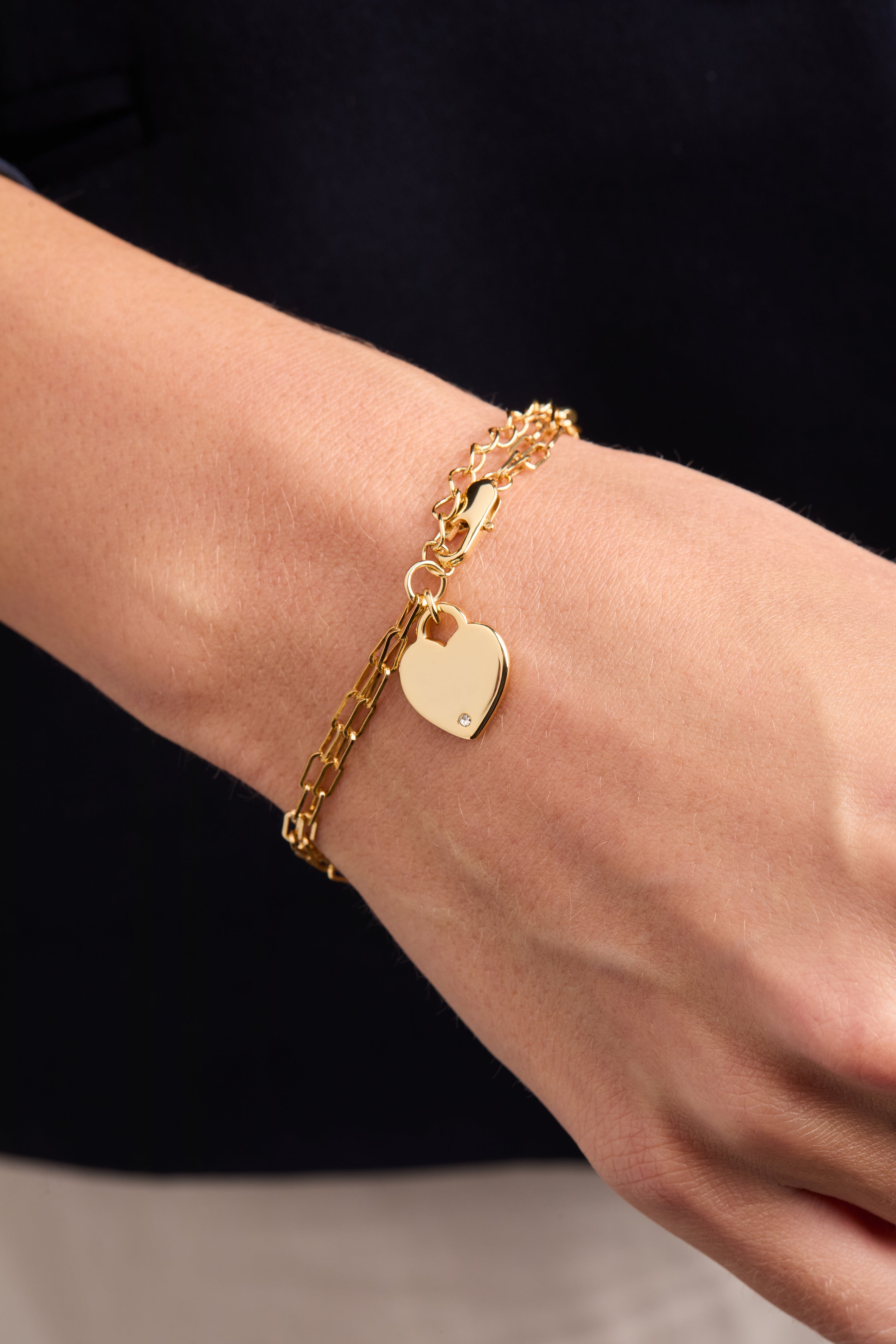 Heart Charm Double Paperclip Chain Bracelet Silver | Alex and Ani