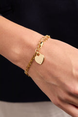Heart Charm Double Paperclip Chain Bracelet Silver | Alex and Ani