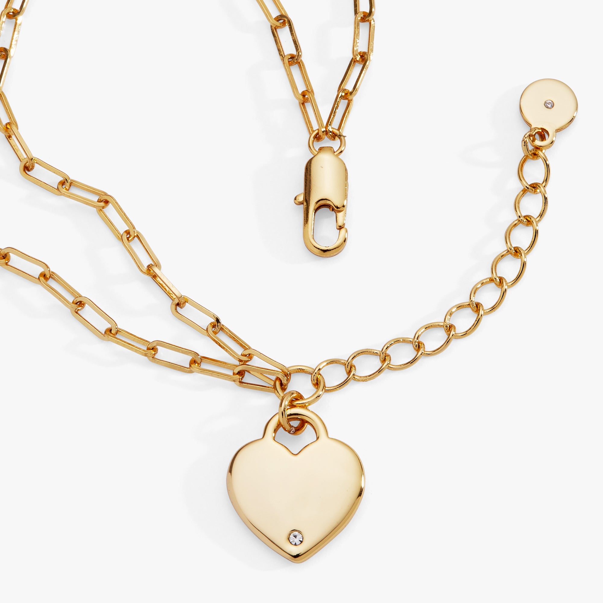 Heart Charm Double Paperclip Chain Bracelet Silver | Alex and Ani