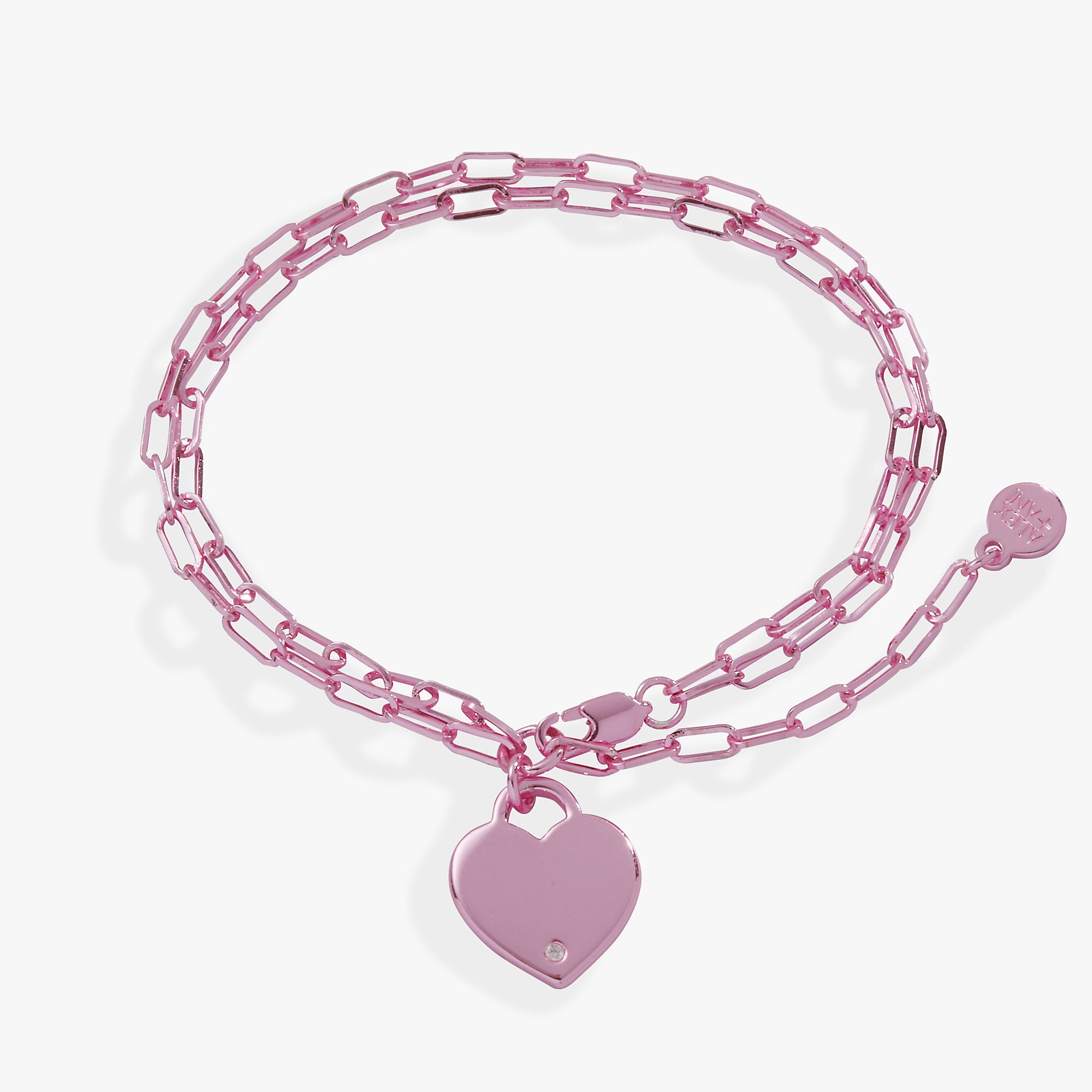 Heart Charm Double Paperclip Chain Bracelet Silver | Alex and Ani